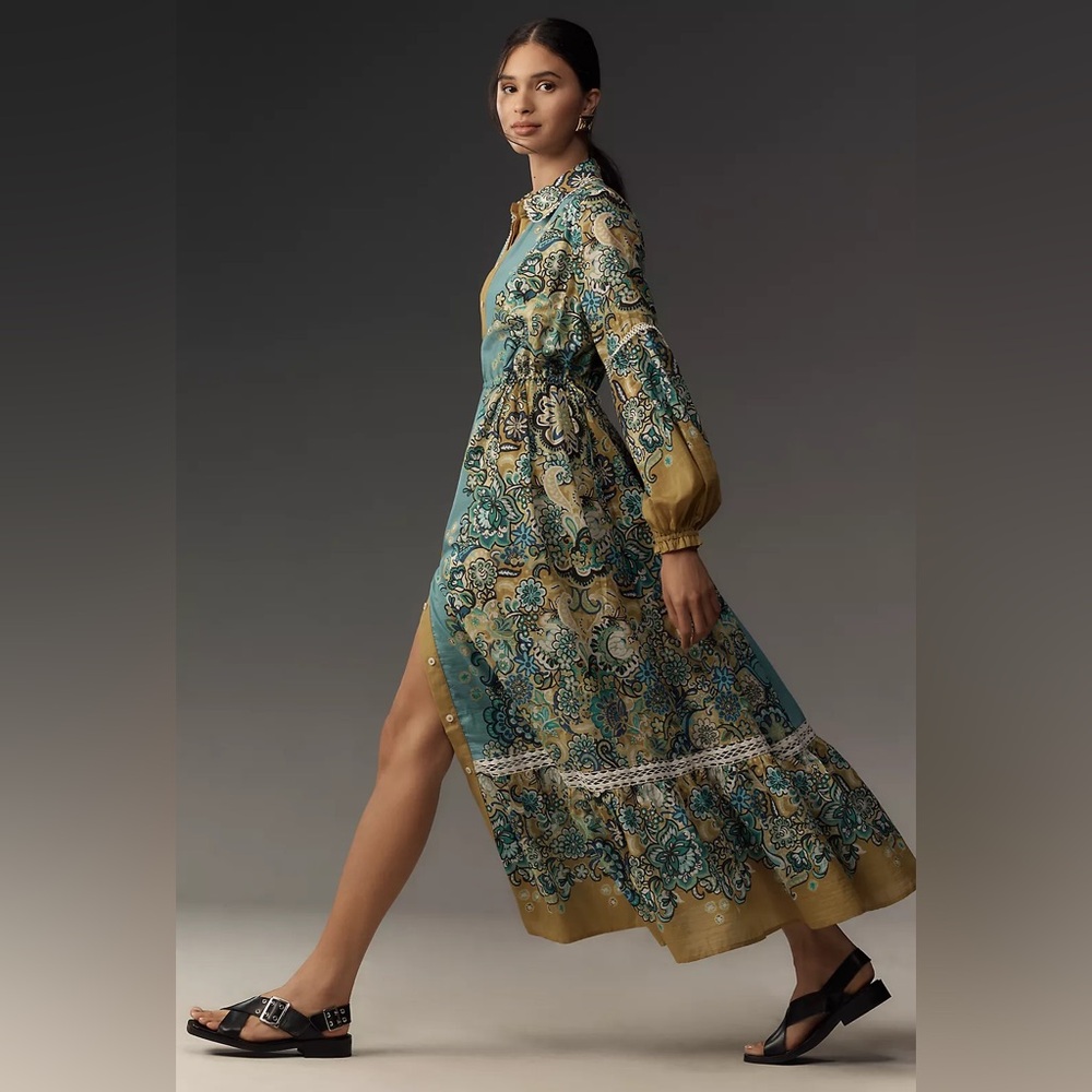 NWT / The Eleanora Long-Sleeve Maxi Shirt Dress size